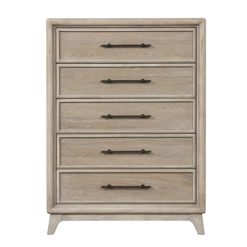1 Piece Chest With Handles, Angled Legs, Ball Bearing Glides - Oak