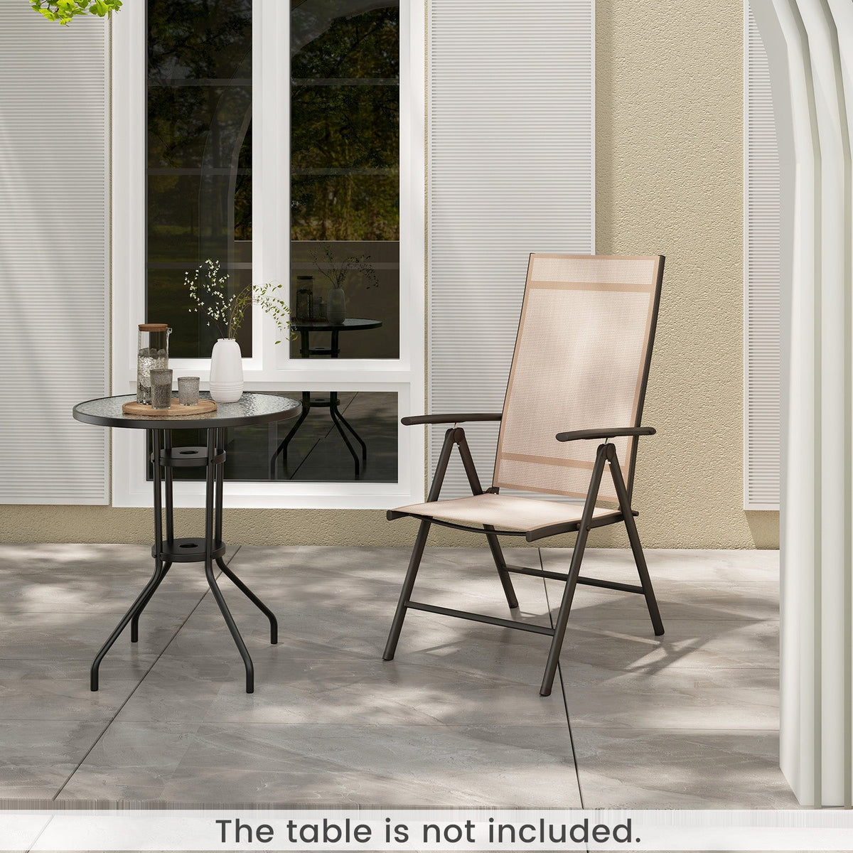 1 Piece Patio Folding Dining Chairs with 7-Level Adjustable High Backrest